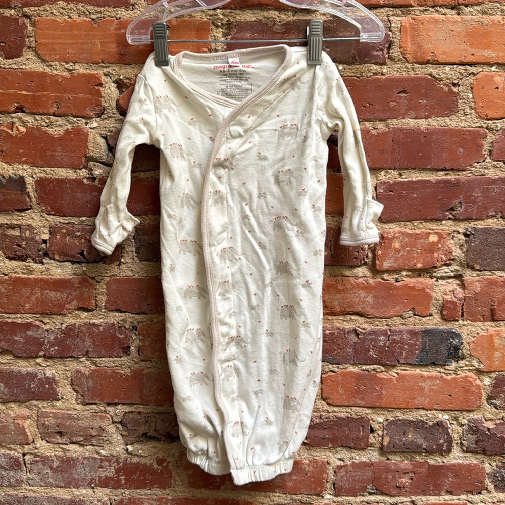 Magnetic Me Organic Cotton Night Gown, elephant pattern 0-3